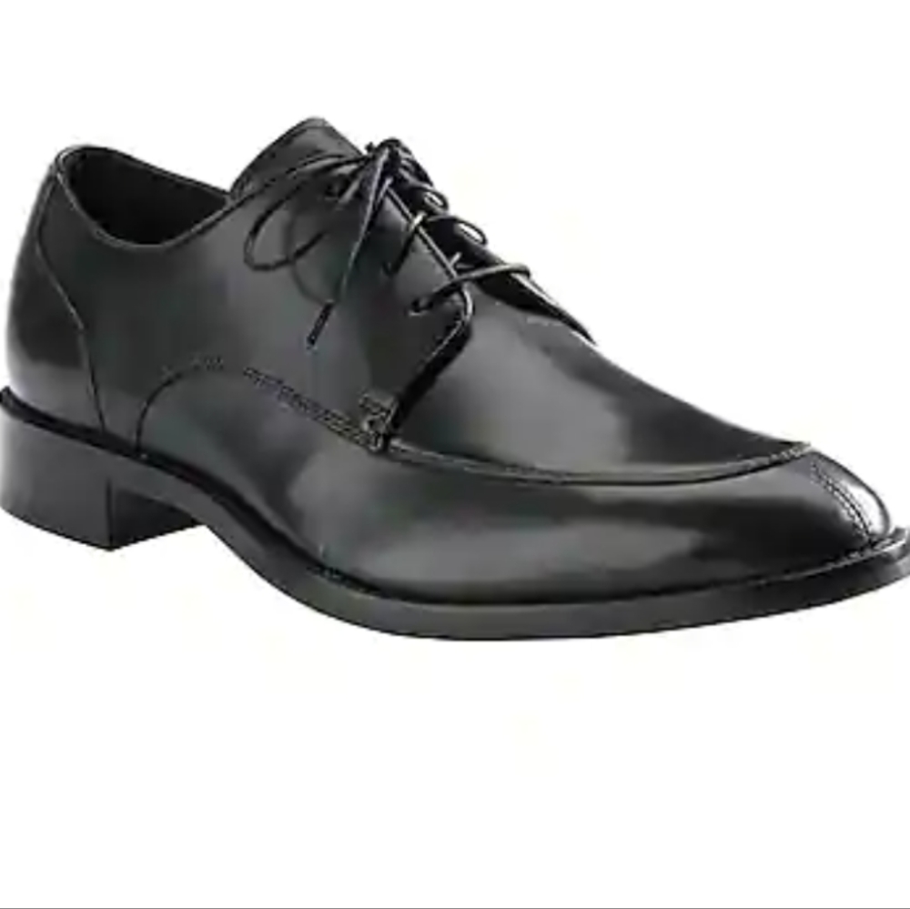 Cole Haan Lenox Hill Split-Toe Black Smooth Polished Leather Lace-Up Oxfords - Picture 1 of 14